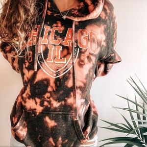 Retro Chicago IL Marble Tie Dye Hoodie